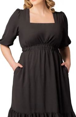 Bailey Square Neck Maxi Dress-Black Noir -Plus