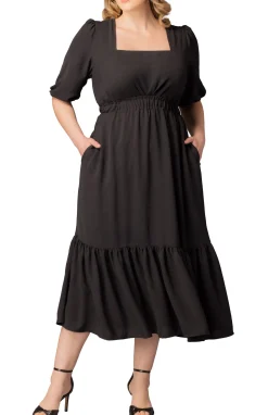 Bailey Square Neck Maxi Dress-Black Noir -Plus