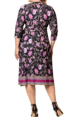 Beguiling Border Print Wrap Dress - Plus