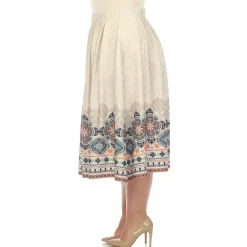 Beige Pleated Skirt with Border Prints - Plus