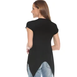 Black Beaded Angled Hem Knit Top