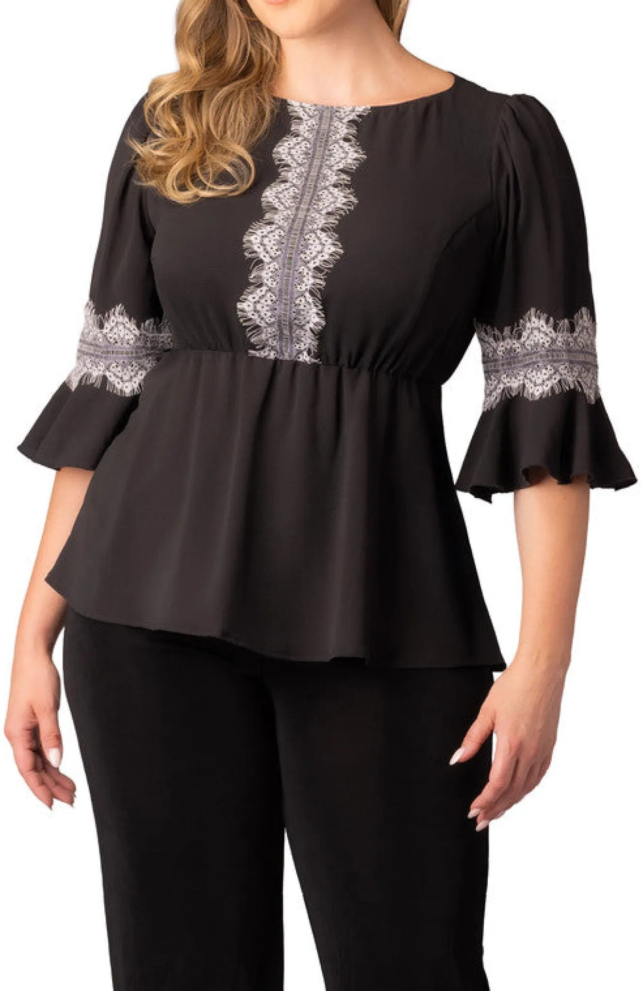 Chateau Lace Trim Top - Plus