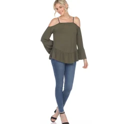 Cold Shoulder Ruffle Sleeve Top