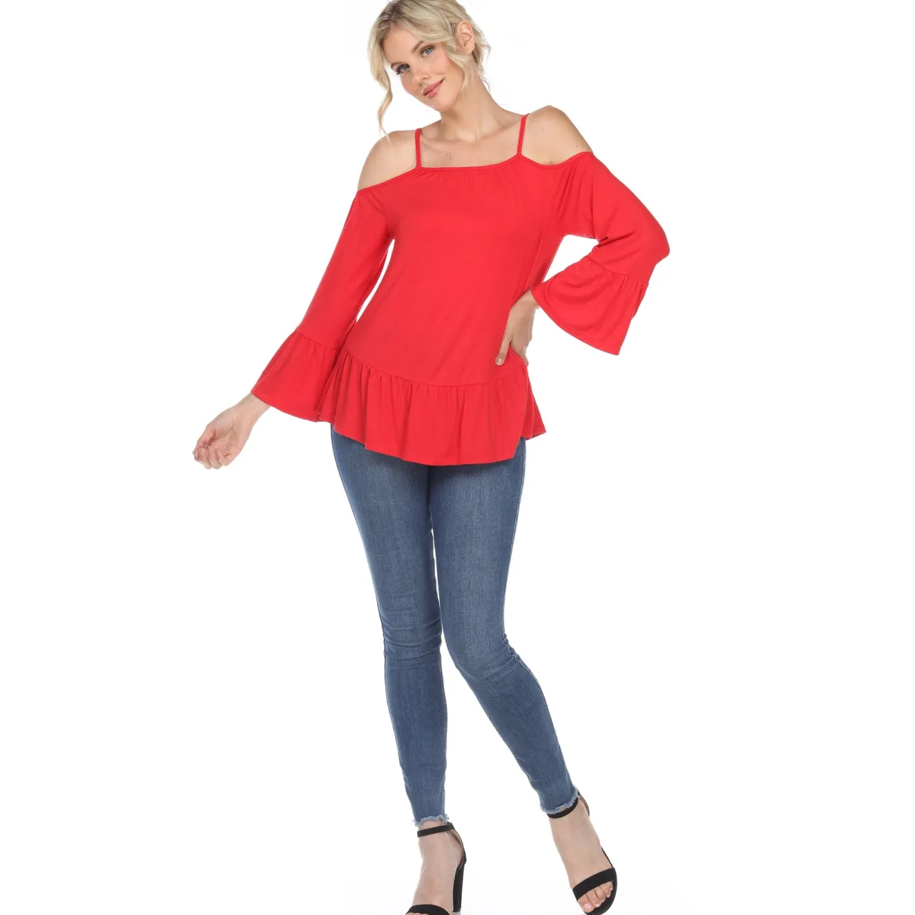 Cold Shoulder Ruffle Sleeve Top