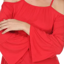 Cold Shoulder Ruffle Sleeve Top