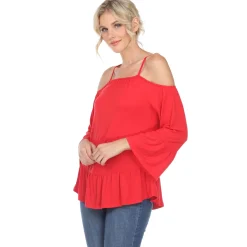 Cold Shoulder Ruffle Sleeve Top