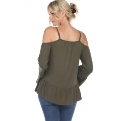 Cold Shoulder Ruffle Sleeve Top
