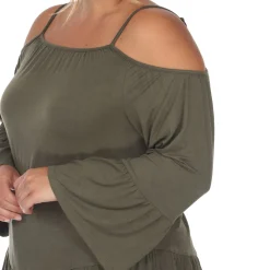Cold Shoulder Ruffle Sleeve Top - Plus