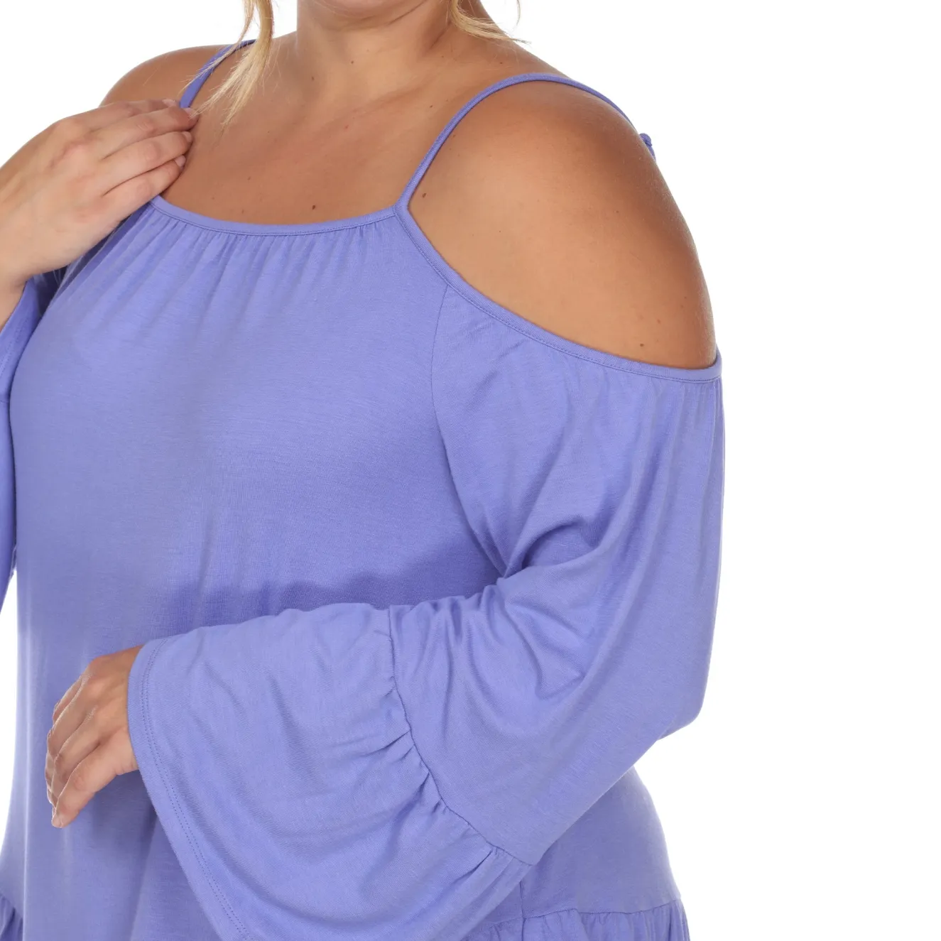 Cold Shoulder Ruffle Sleeve Top - Plus