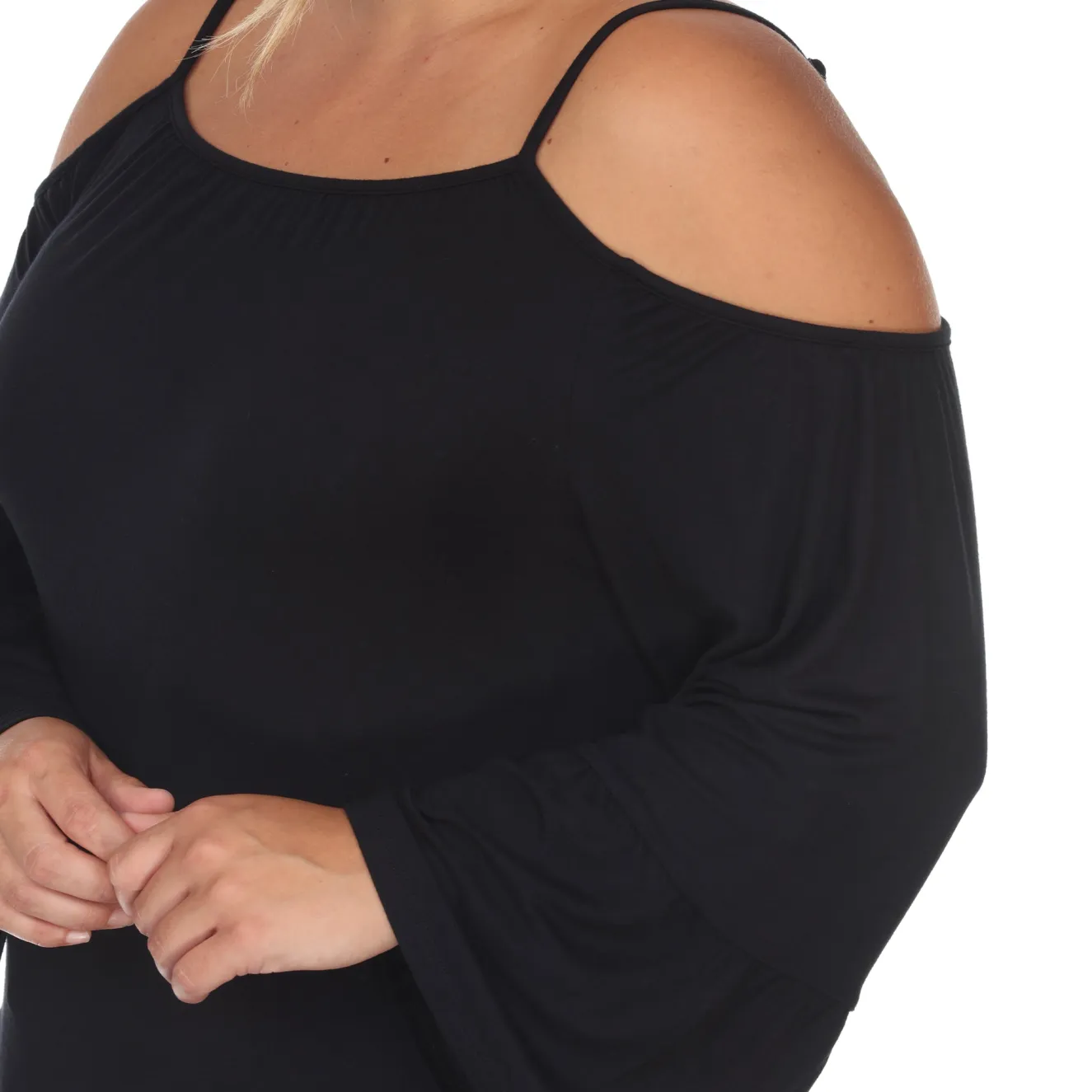 Cold Shoulder Ruffle Sleeve Top - Plus