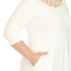 Criss Cross Neckline Swing Midi Dress - Plus