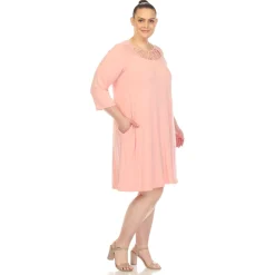 Criss Cross Neckline Swing Midi Dress - Plus
