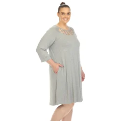 Criss Cross Neckline Swing Midi Dress - Plus