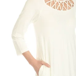 Criss Cross Neckline Swing Midi Dress