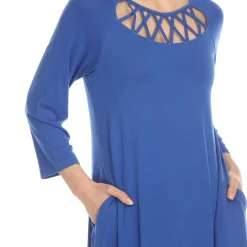 Criss Cross Neckline Swing Midi Dress