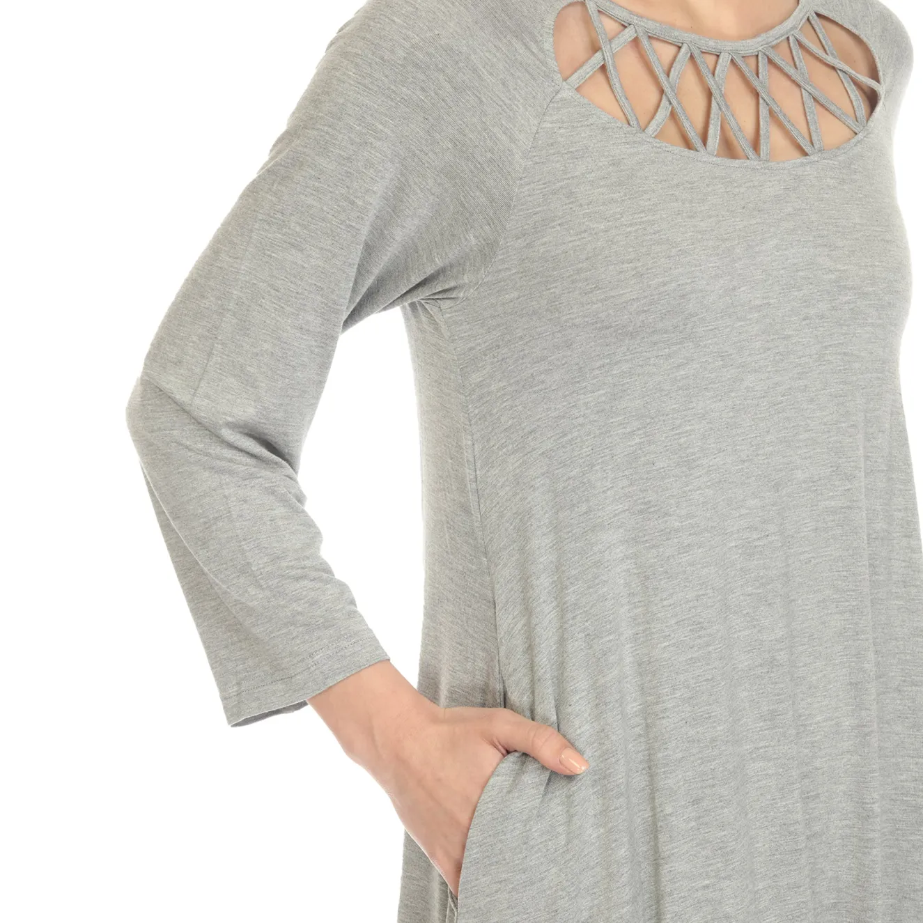 Criss Cross Neckline Swing Midi Dress