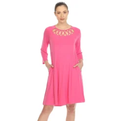 Criss Cross Neckline Swing Midi Dress