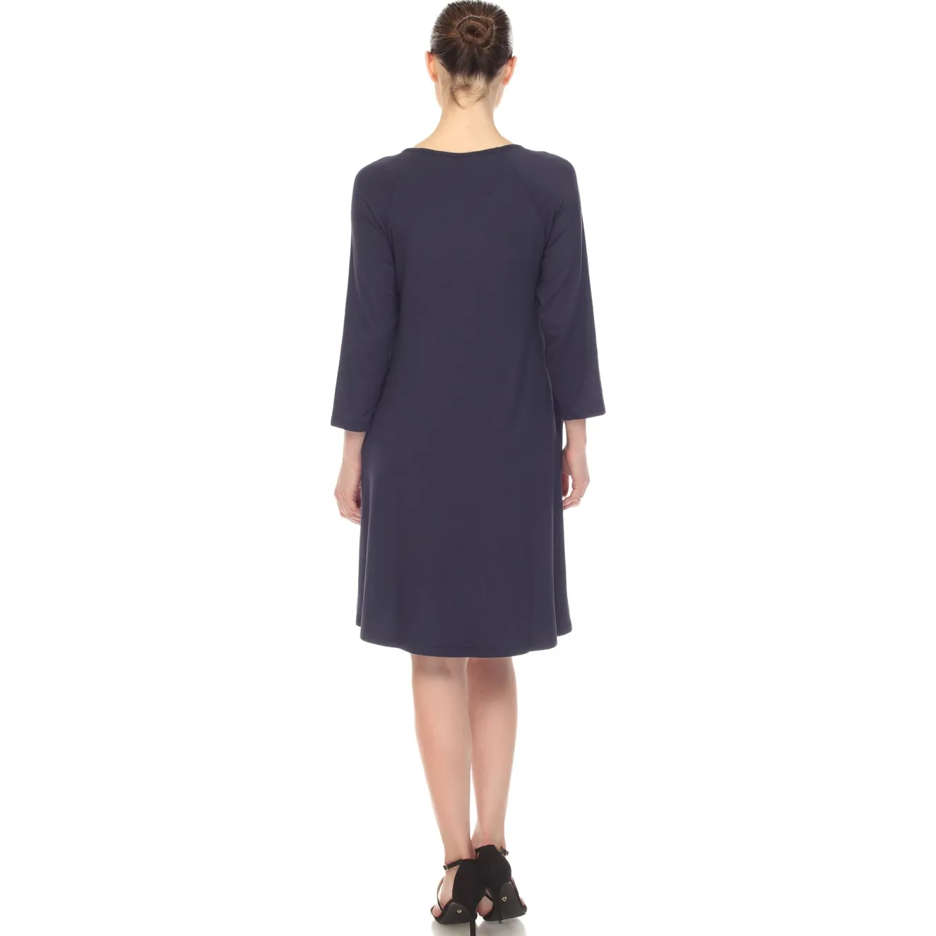 Criss Cross Neckline Swing Midi Dress
