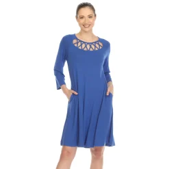 Criss Cross Neckline Swing Midi Dress