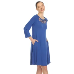 Criss Cross Neckline Swing Midi Dress