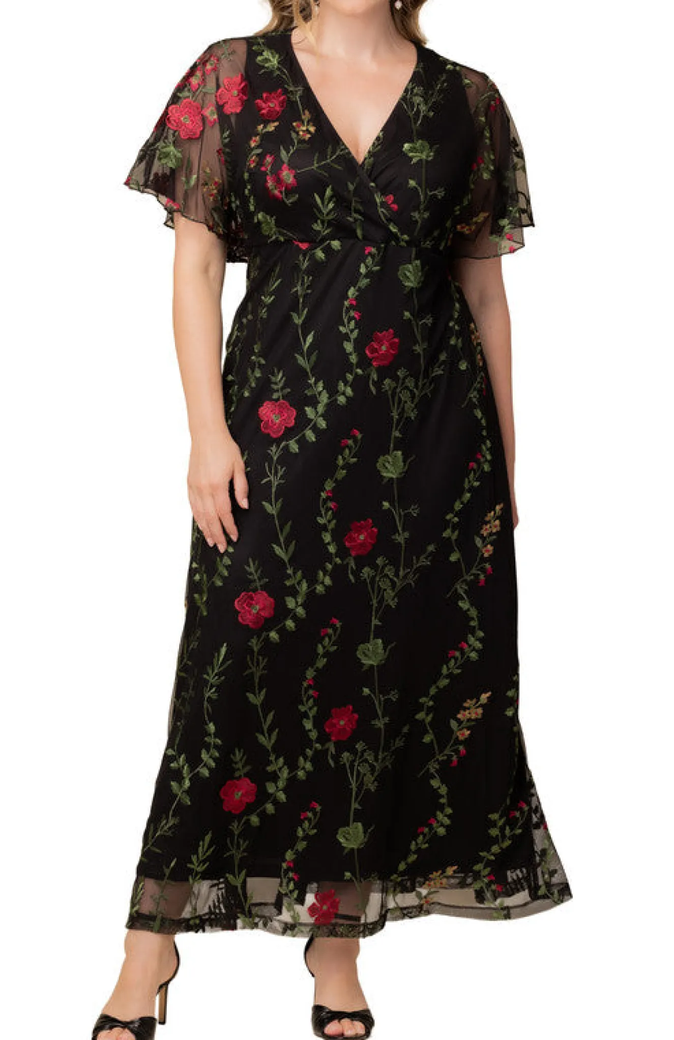 Embroidered Elegance Evening Gown - Plus