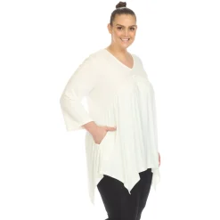 Empire Waist V-Neck Tunic Top - Plus