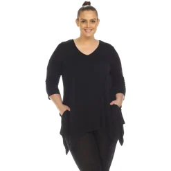 Empire Waist V-Neck Tunic Top - Plus