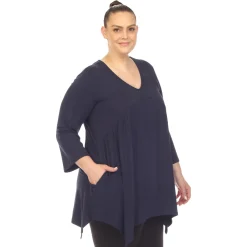 Empire Waist V-Neck Tunic Top - Plus