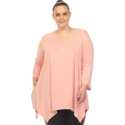 Empire Waist V-Neck Tunic Top - Plus