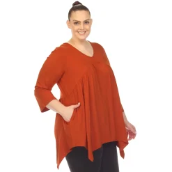 Empire Waist V-Neck Tunic Top - Plus