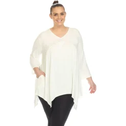 Empire Waist V-Neck Tunic Top - Plus