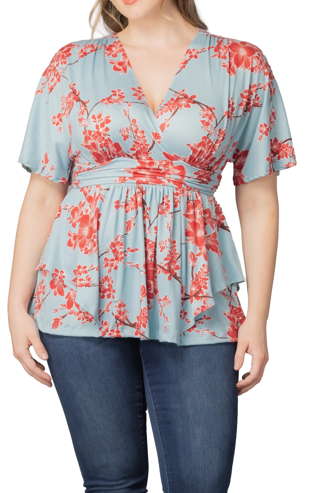 Encore Print Top-Cherry Blossom Print -Plus