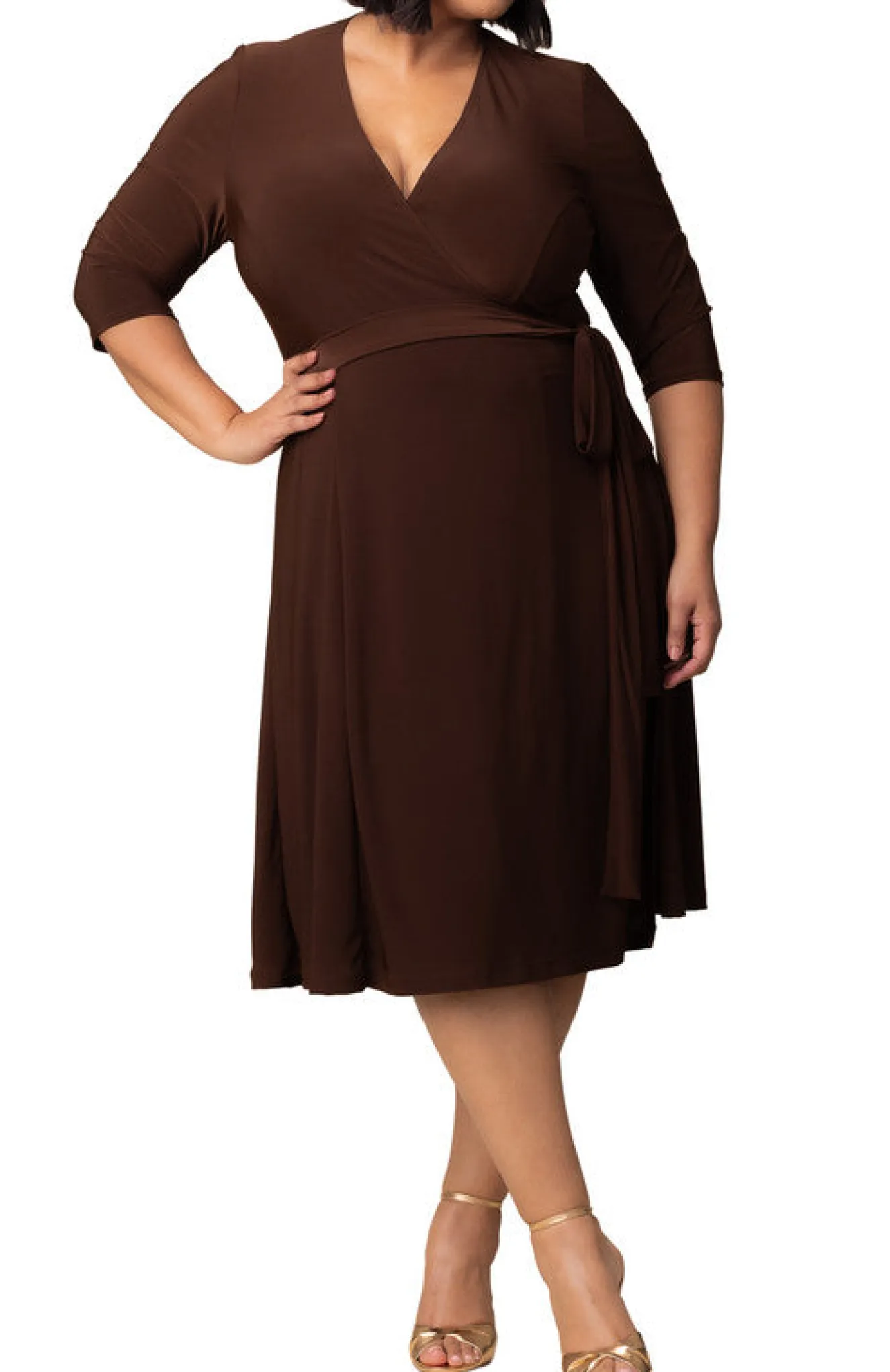 Essential Wrap Dress - Chocolate - Plus