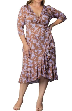 Flirty Flounce Wrap Dress - Lavender Florals - Plus