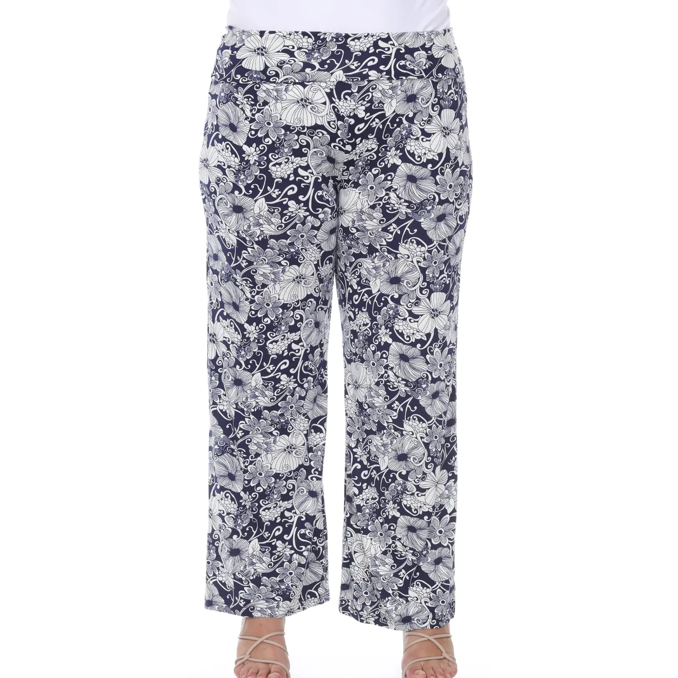 Floral Paisley Palazzo Pants - Plus