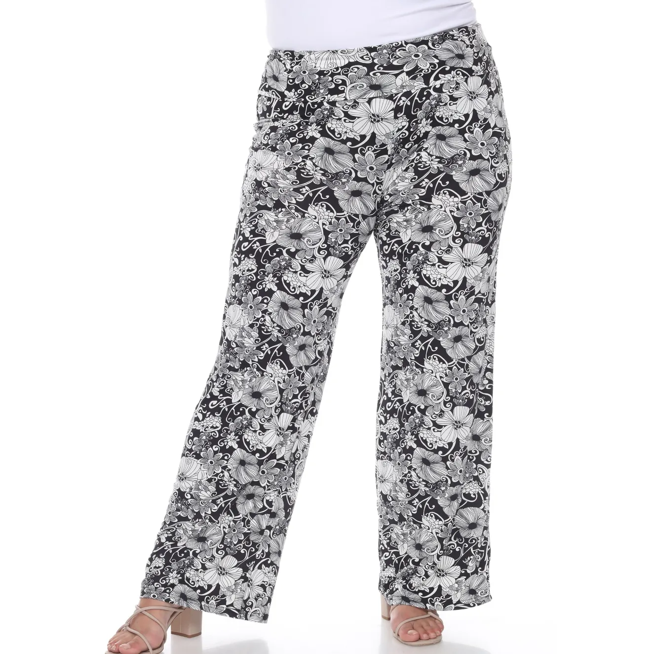 Floral Paisley Palazzo Pants - Plus