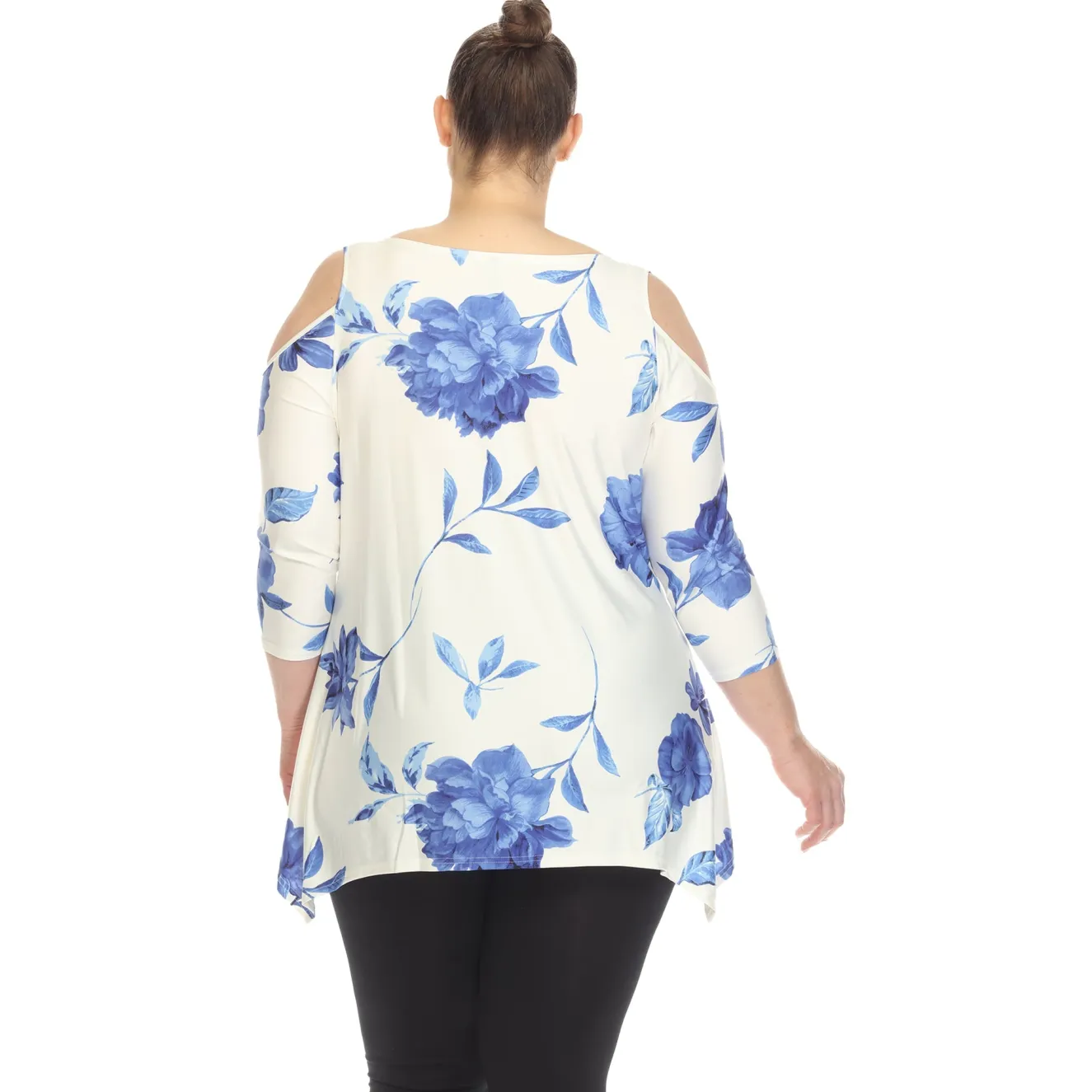 Floral Printed Cold Shoulder Tunic - Plus
