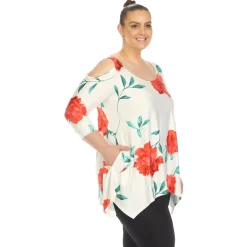 Floral Printed Cold Shoulder Tunic - Plus