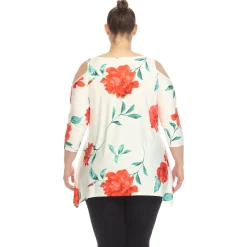 Floral Printed Cold Shoulder Tunic - Plus