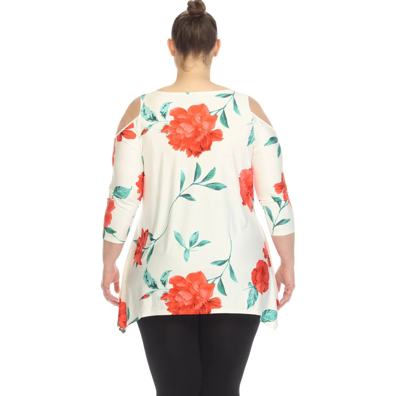 Floral Printed Cold Shoulder Tunic - Plus
