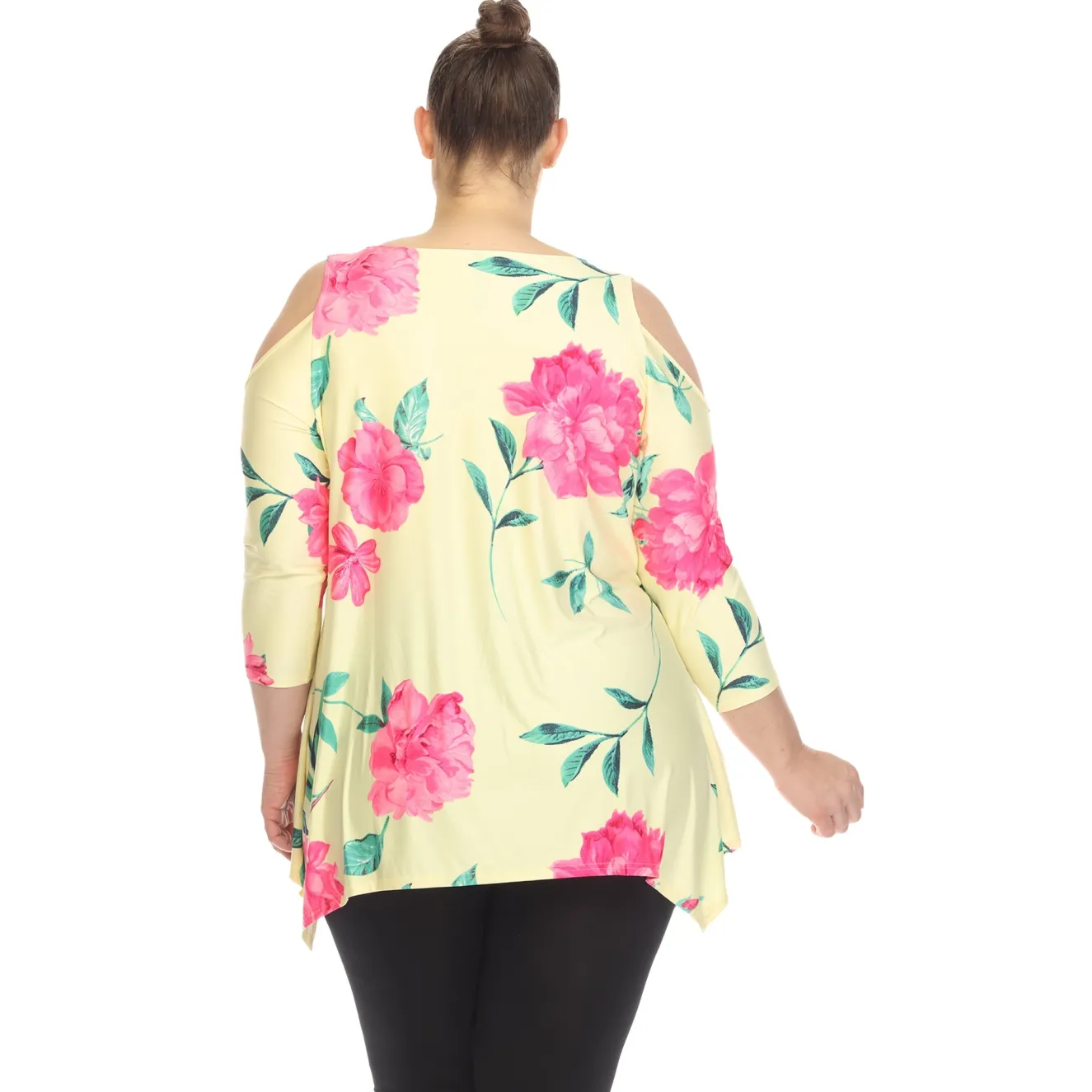 Floral Printed Cold Shoulder Tunic - Plus