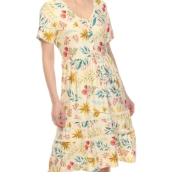 Floral Short Sleeve Knee Length Dress