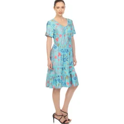 Floral Short Sleeve Knee Length Dress