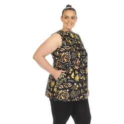 Floral Sleeveless Tunic Top - Plus