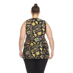 Floral Sleeveless Tunic Top - Plus