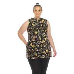 Floral Sleeveless Tunic Top - Plus