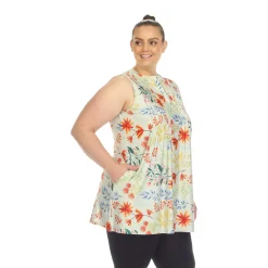 Floral Sleeveless Tunic Top - Plus