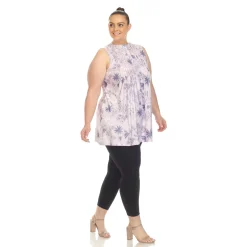 Floral Sleeveless Tunic Top - Plus