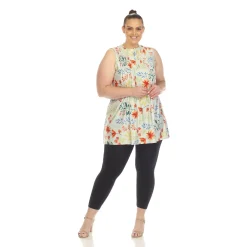 Floral Sleeveless Tunic Top - Plus
