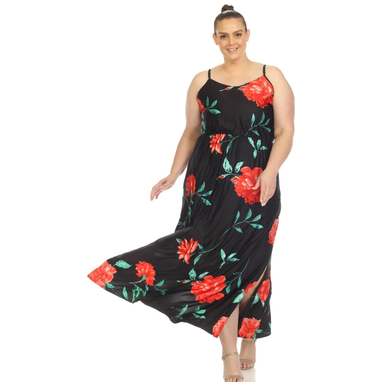 Floral Strap Maxi Dress - Plus